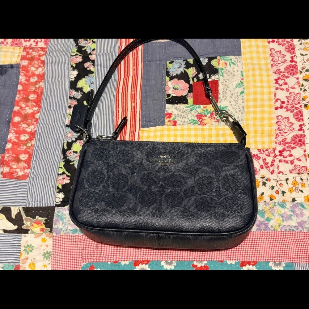 Coach Navy Signature Canvas Shoulder Bag